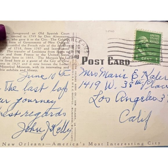 Postcard Louisiana New Orleans LA Cabildo Spanish Court Building 1940s Vintage - Picture 5 of 5